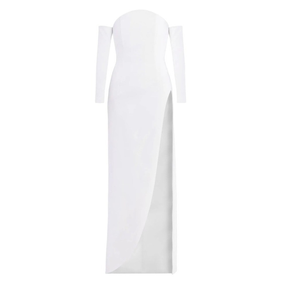 Maeve Reilly BCBGMAXAZRIA Encinal Gown NWT 2 Corset High‎ Slit Sexy White Formal